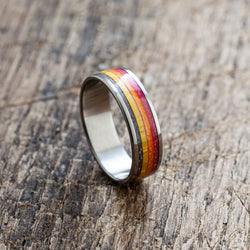 Titanium Recycled Skateboards Ring - Extra durable - Canadian Maple - Colourful - Minimalist Jewelry - Waterproof - Gift Idea - Anniversary Gift - BoardThing