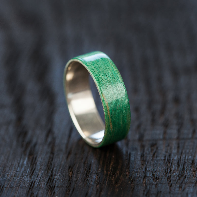 BoardThing green Recycled Skateboard Bentwood Ring - BoardThing
