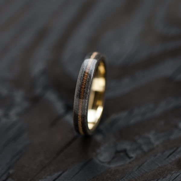 8K GOLD BLACK AND NATURAL WOOD RING - BoardThing