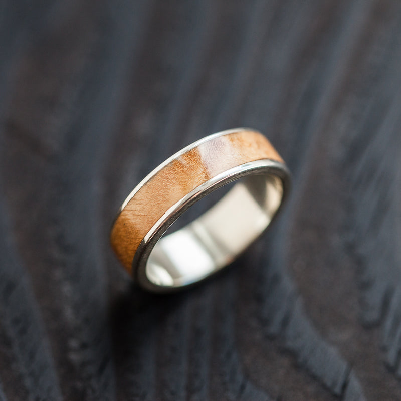 Natural Wood Silver Bentwood Ring - BoardThing