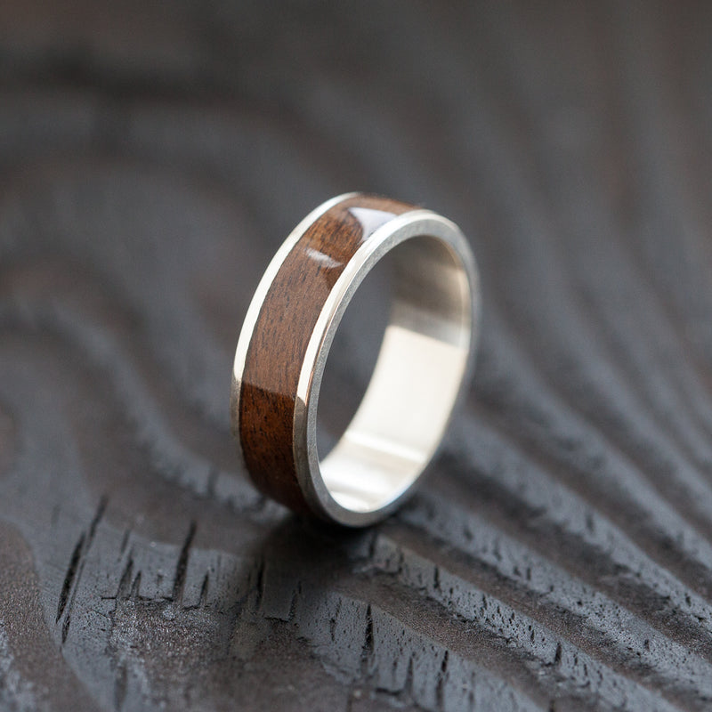 Brown Silver Bentwood Ring - BoardThing
