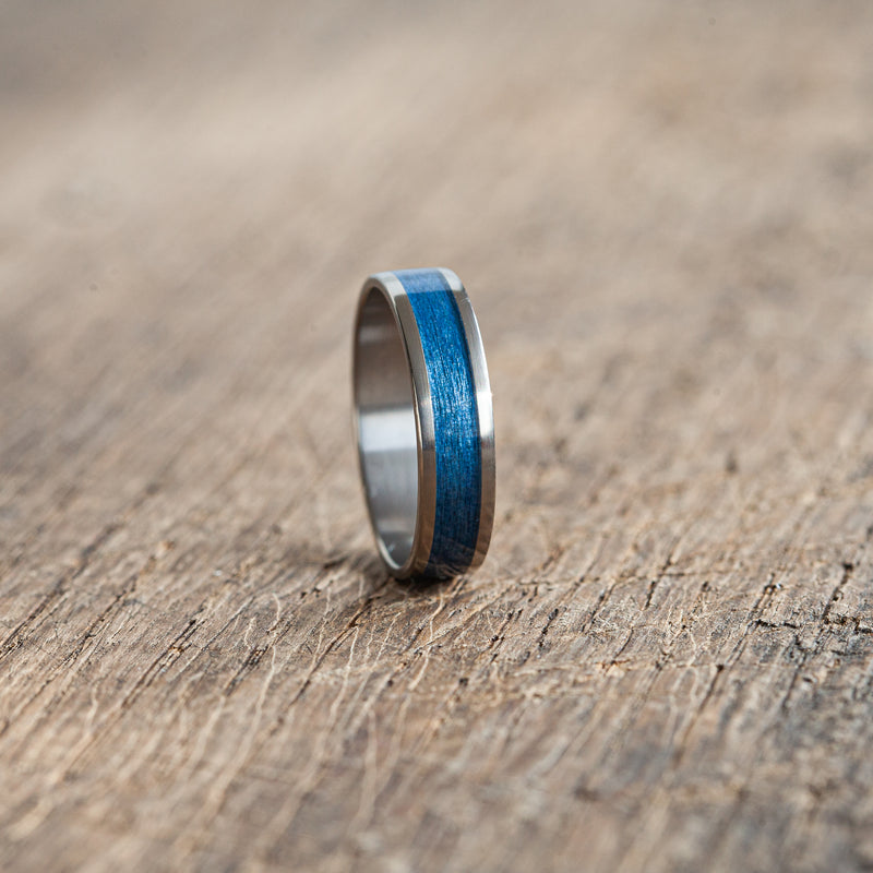 Titanium  blue bentwood ring - BoardThing