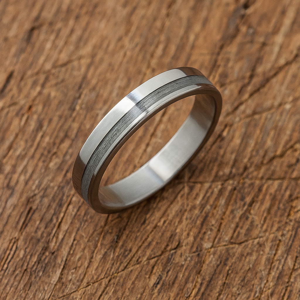 Titanium Grey Wooden Stripe Ring