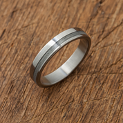 Titanium Grey Wooden Stripe Ring