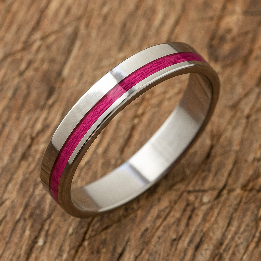 Titanium Pink Wooden Stripe Ring - BoardThing