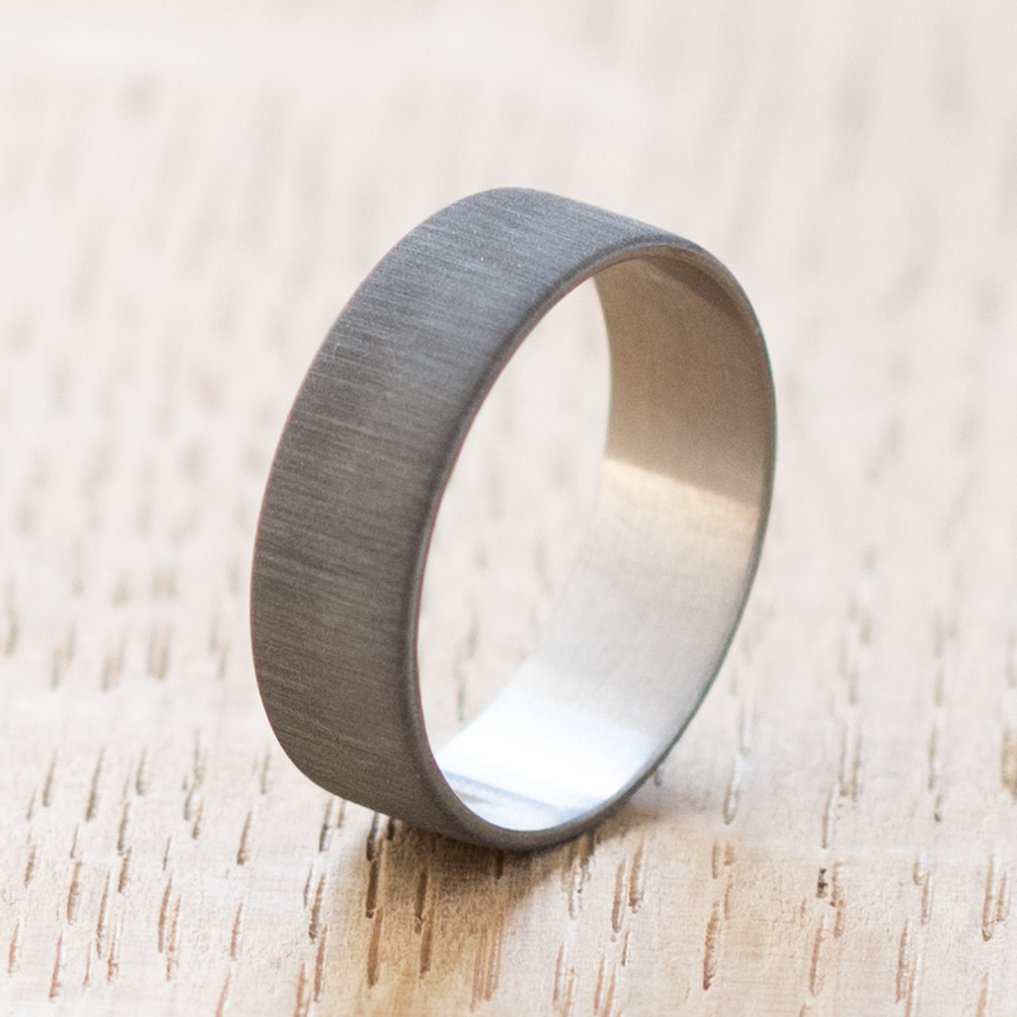 Brushed titanium ring