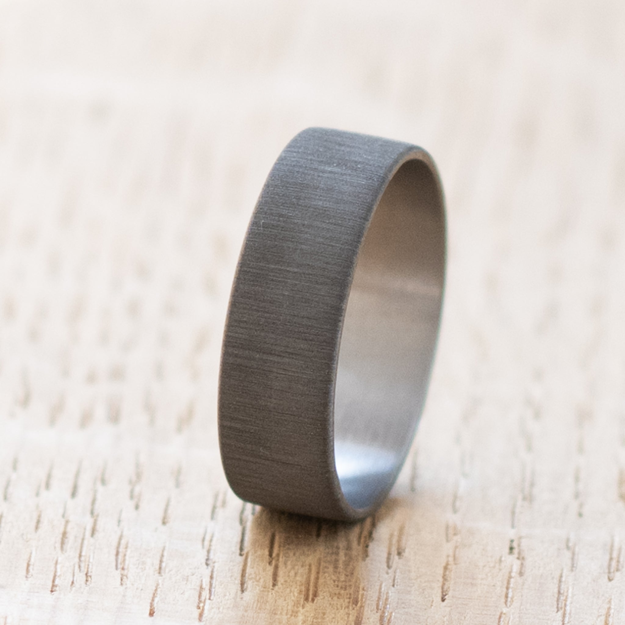 Brushed titanium ring