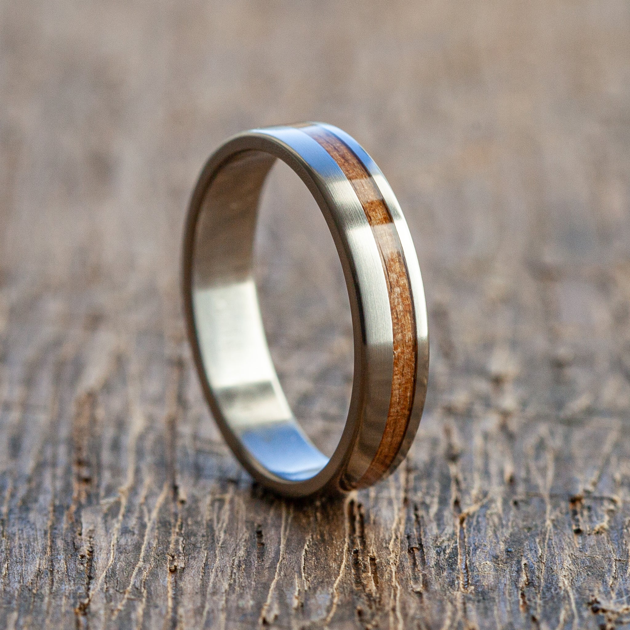 Titanium Brown Stripe Ring