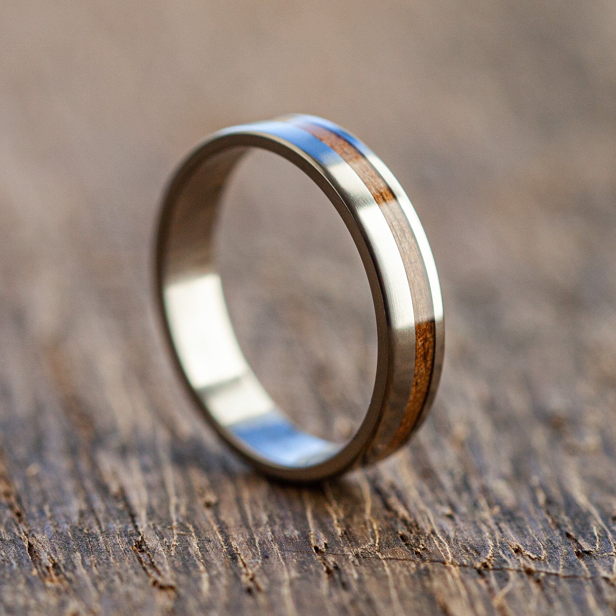 Titanium Brown Stripe Ring