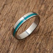 Titanium Recycled Skateboards Turquoise Ring - Extra durable- Bague en bois - Minimaliste - Alliance imperméable - Idée cadeau - Moderne