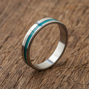 Titanium Recycled Skateboards Turquoise Ring - Extra durable- Bague en bois - Minimaliste - Alliance imperméable - Idée cadeau - Moderne