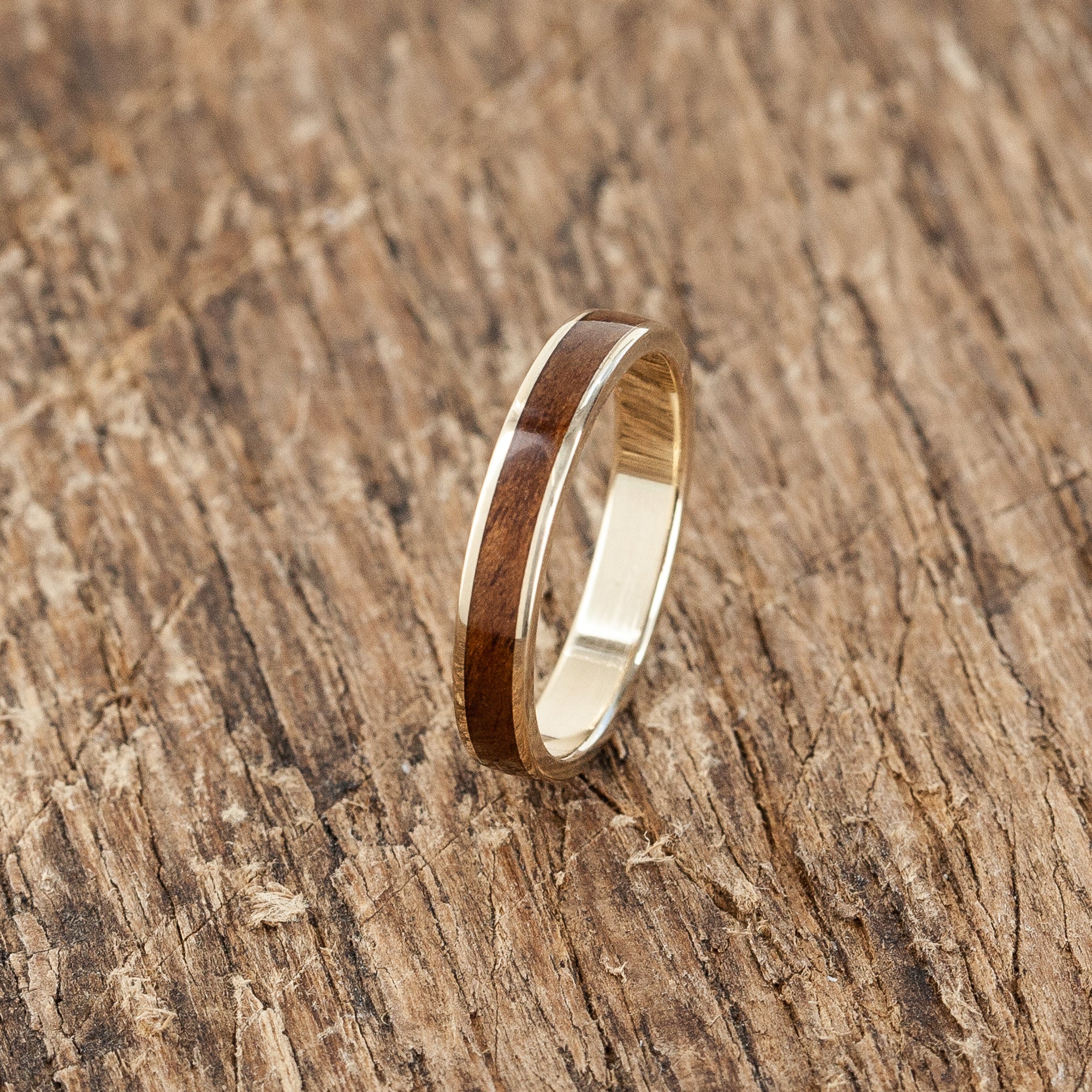 8K GOLD BROWN CANADIAN MAPLE BENTWOOD RING - BoardThing