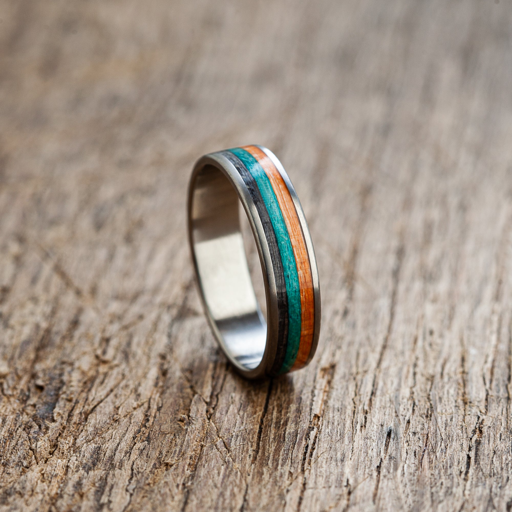 Titanium Recycled Skateboards Ring - Extra durable - Canadian Maple - Minimalist - Waterproof - Gift Idea - Neutral for Skin