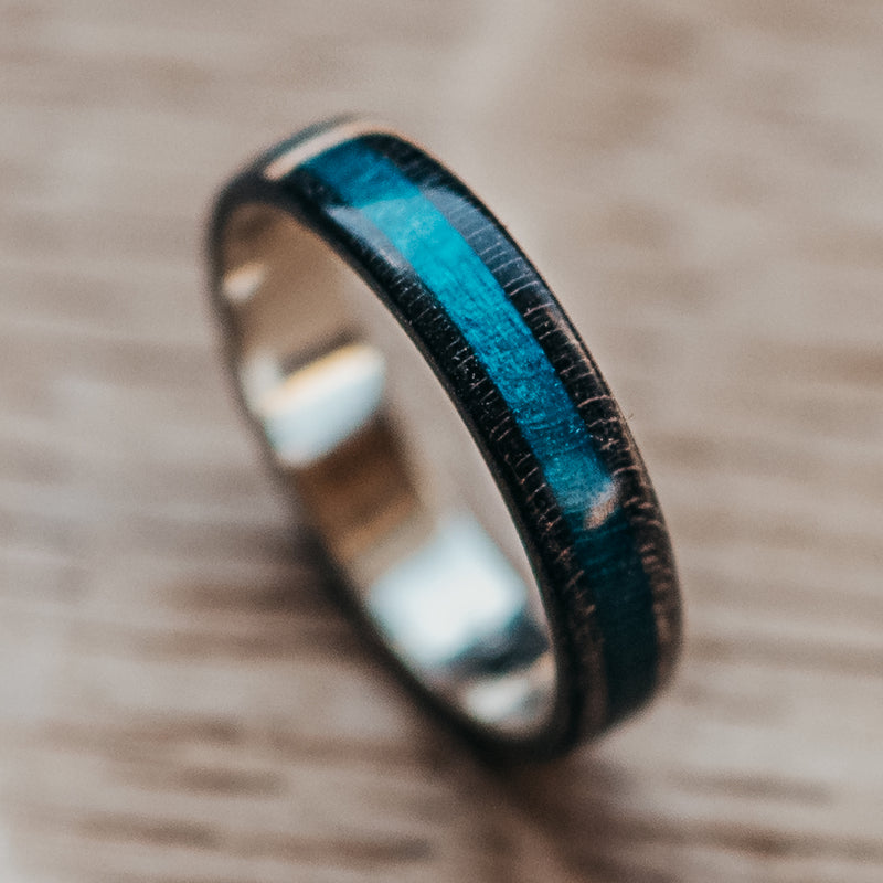 Blue Turquoise Black Canadian Maple Wooden ring | Boardthing - BoardThing