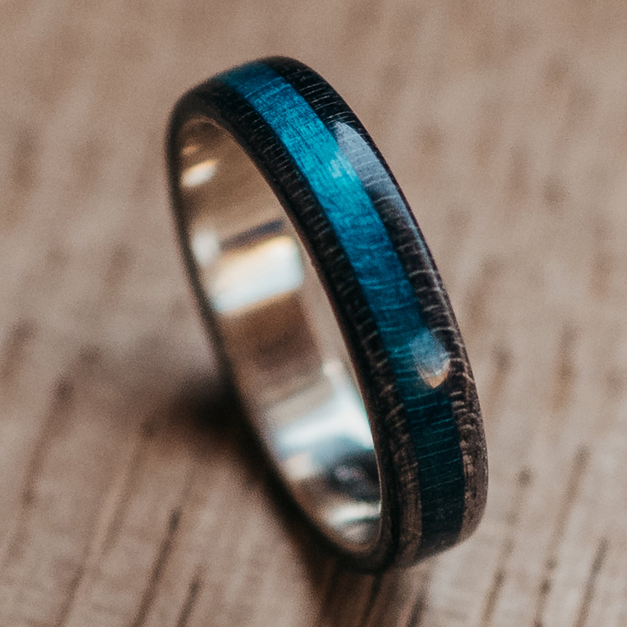 Blue Turquoise Black Canadian Maple Wooden ring | Boardthing - BoardThing