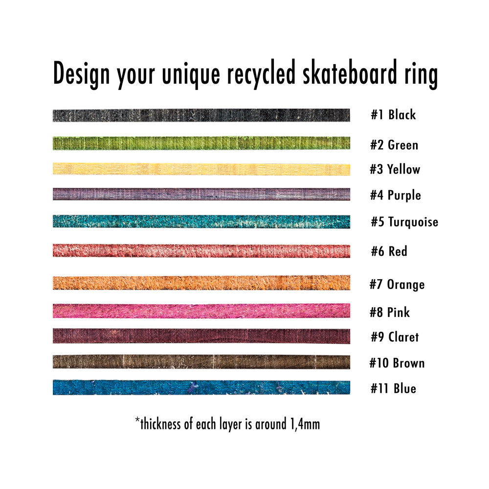 Create your own custom recycled skateboard wooden ring - BoardThing