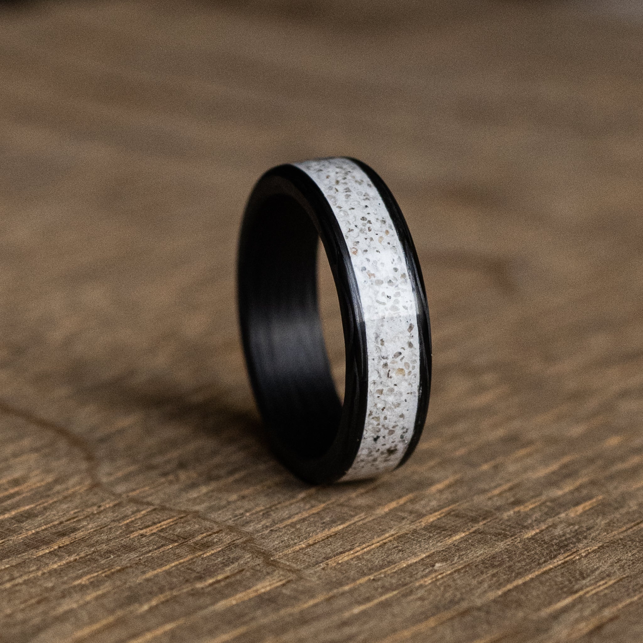 Recycled Carbon and Concrete Ring - BoardThing