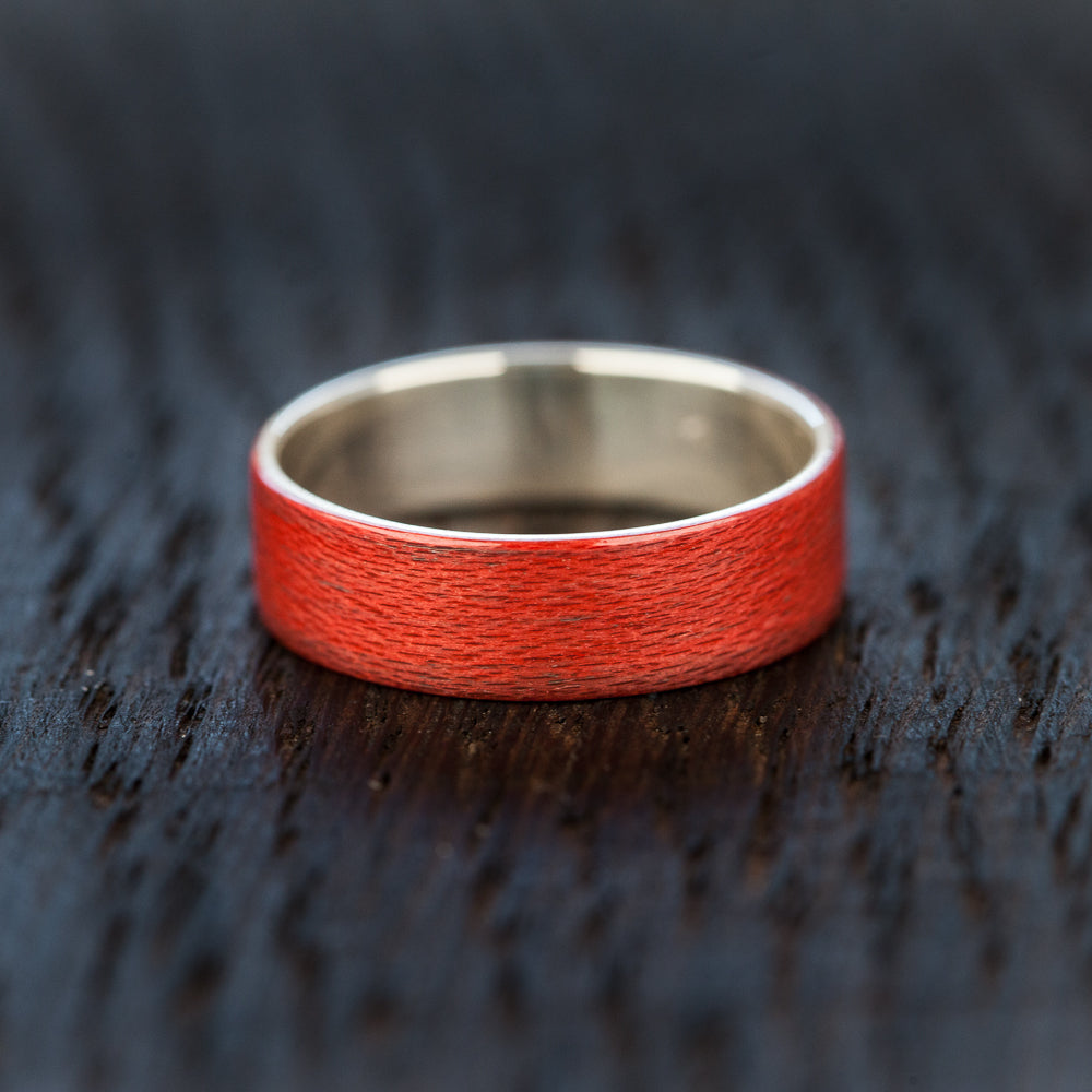 Red Recycled Skateboard Bentwood and Silver Ring - BoardThing