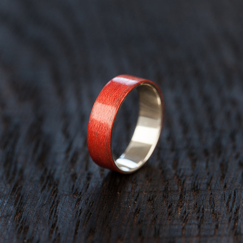 Red Recycled Skateboard Bentwood and Silver Ring - BoardThing
