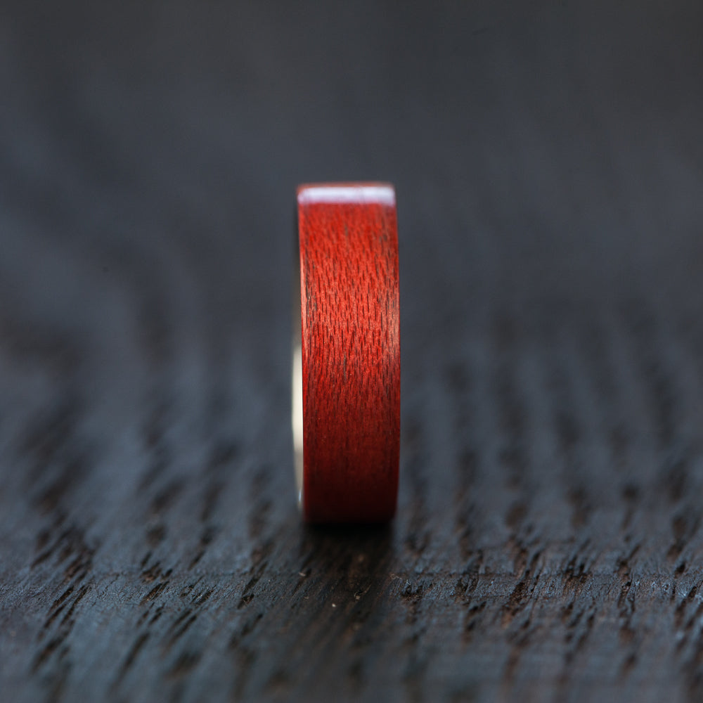 Red Recycled Skateboard Bentwood and Silver Ring - BoardThing