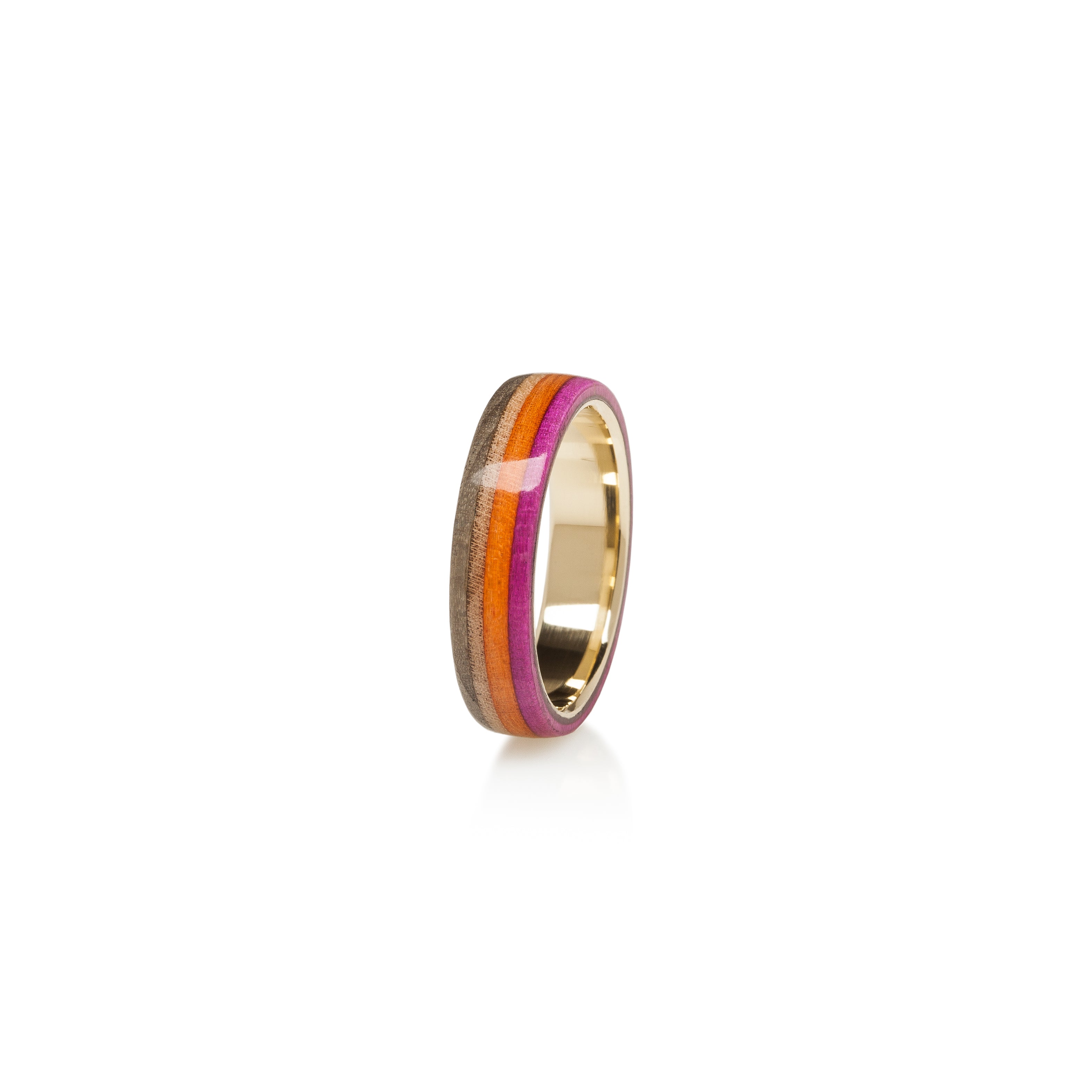 GOLD 14K WOODEN RECYCLED SKATEBOARDS RING - BoardThing