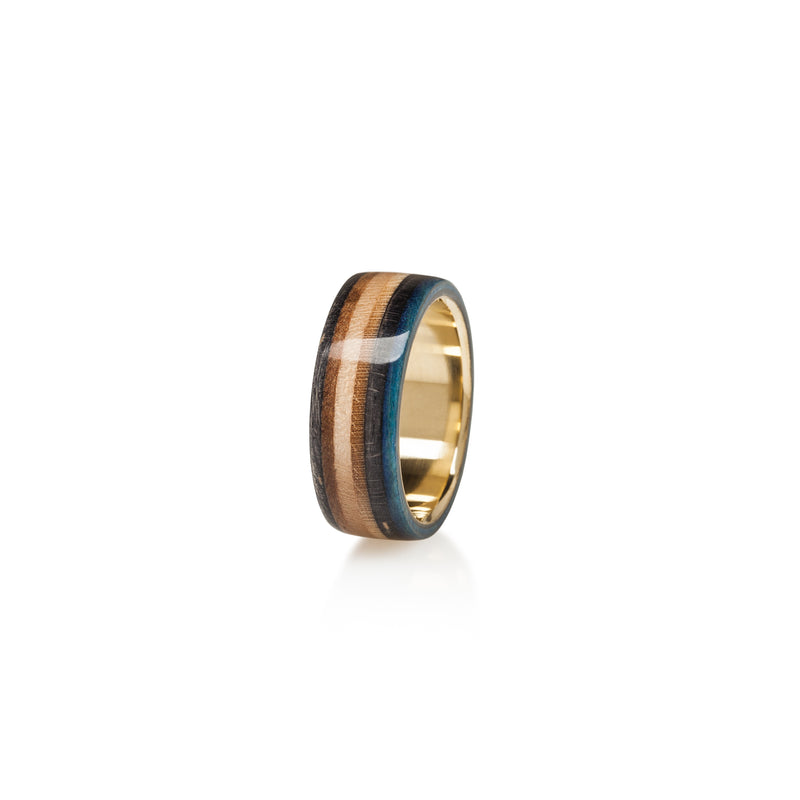 GOLD 14K WOODEN RECYCLED SKATEBOARDS RING - BoardThing