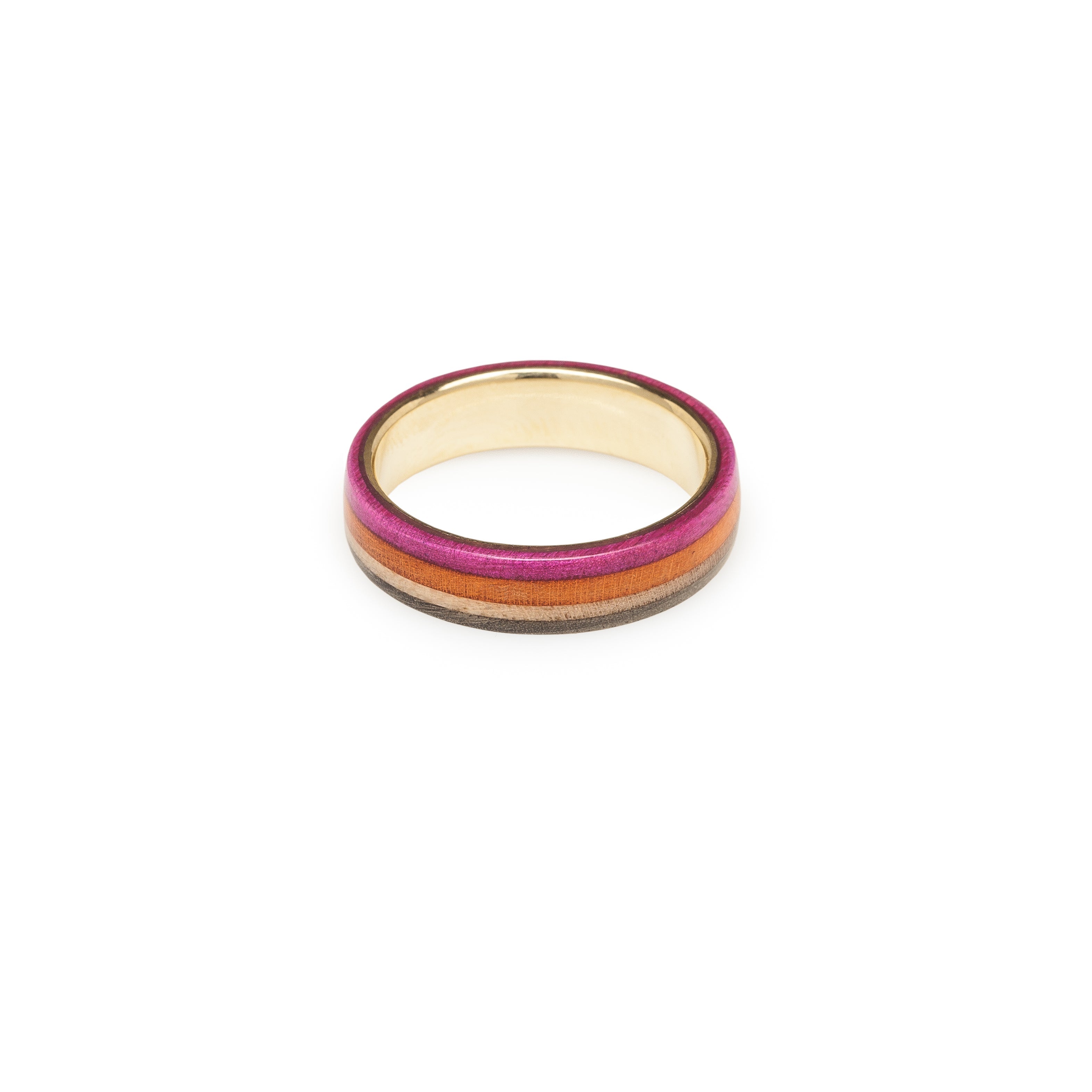 GOLD 14K WOODEN RECYCLED SKATEBOARDS RING - BoardThing