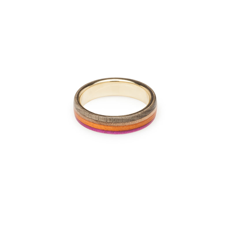 GOLD 14K WOODEN RECYCLED SKATEBOARDS RING - BoardThing