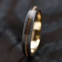 14K GOLD BLACK AND NATURAL WOOD RING - BoardThing