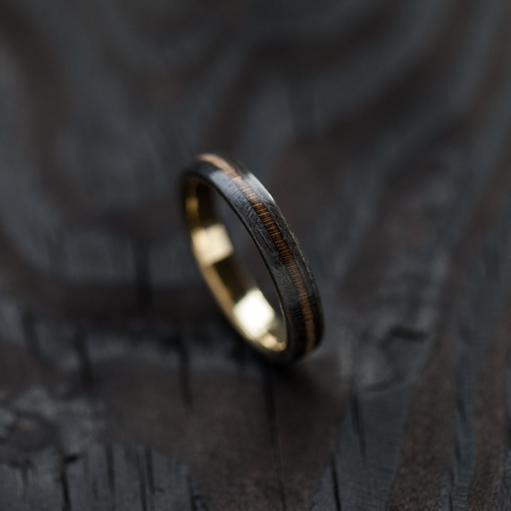 8K GOLD BLACK AND NATURAL WOOD RING - BoardThing