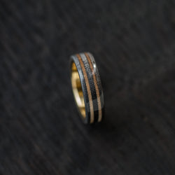 14K GOLD NATURAL WOOD AND BLACK RING - BoardThing
