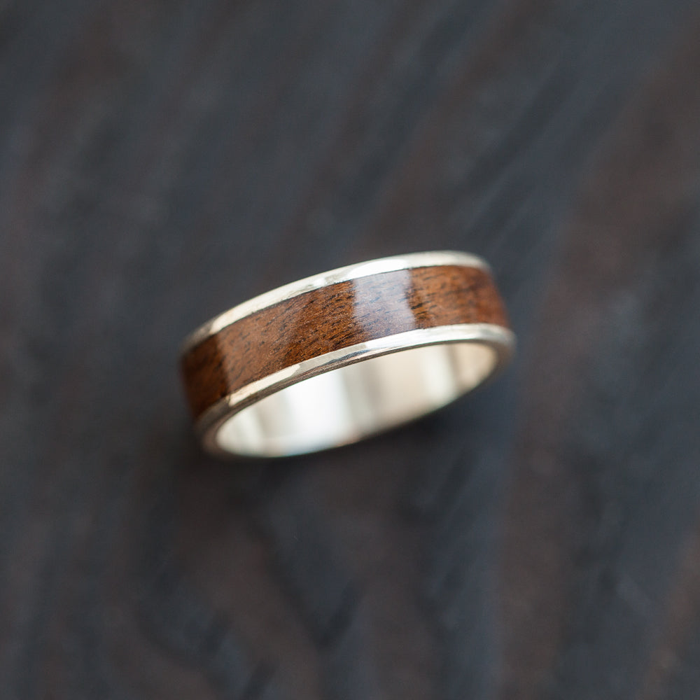 Brown Silver Bentwood Ring - BoardThing