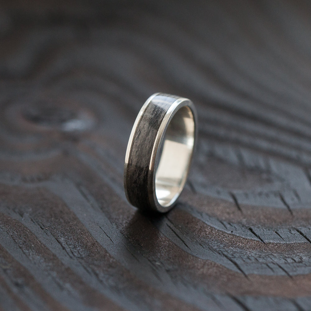 Grey Silver Bentwood Ring - BoardThing