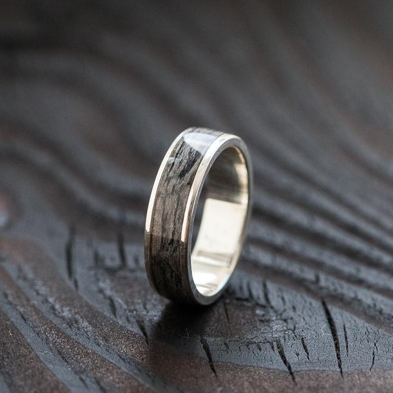 Grey Silver Bentwood Ring - BoardThing