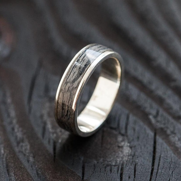 Grey Silver Bentwood Ring - BoardThing