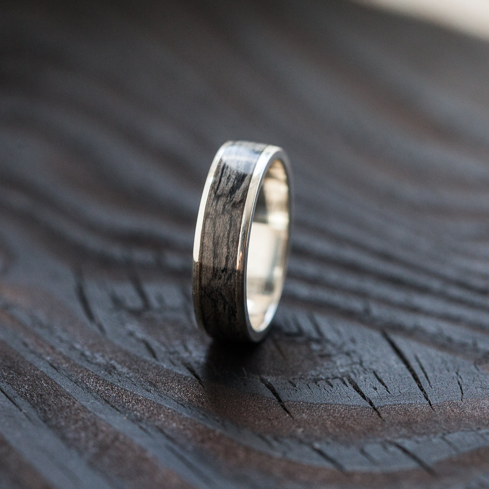 Grey Silver Bentwood Ring - BoardThing