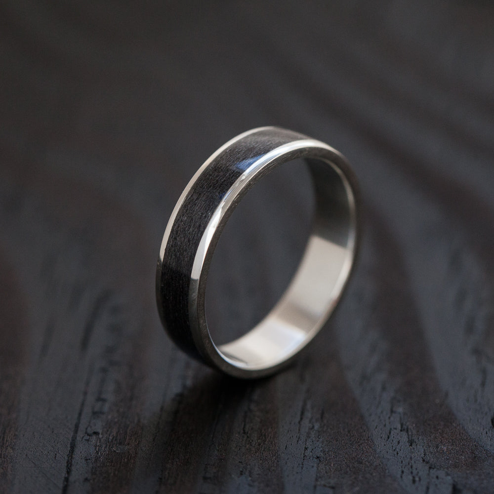 Black Silver Bentwood Ring - BoardThing