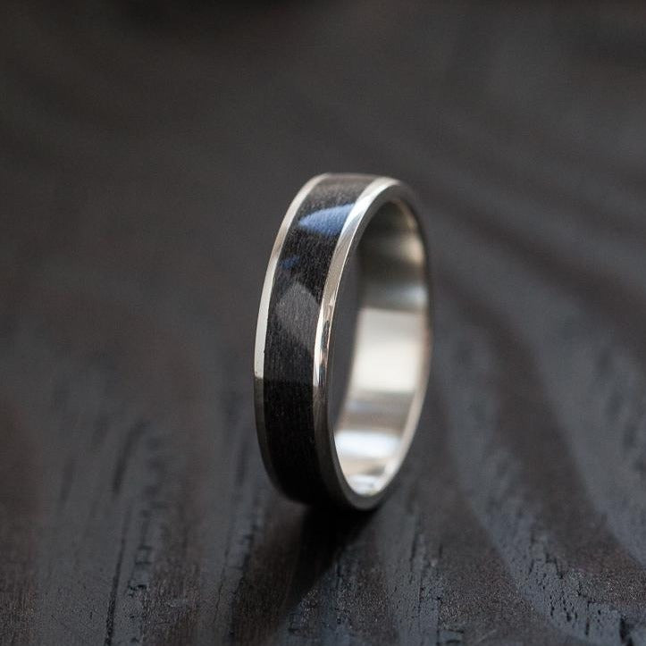 Black Silver Bentwood Ring - BoardThing