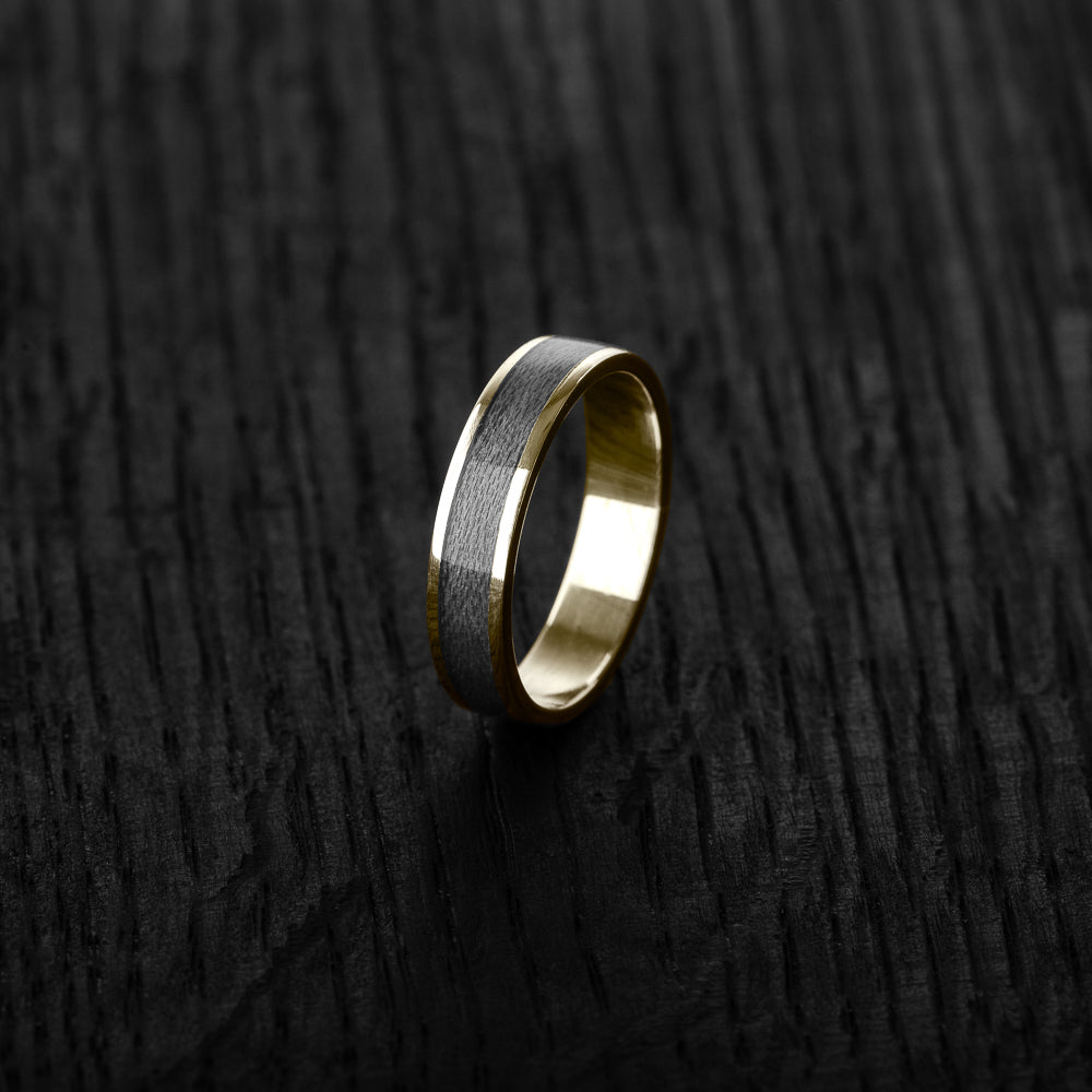 Black 8K Gold Bentwood Ring - BoardThing