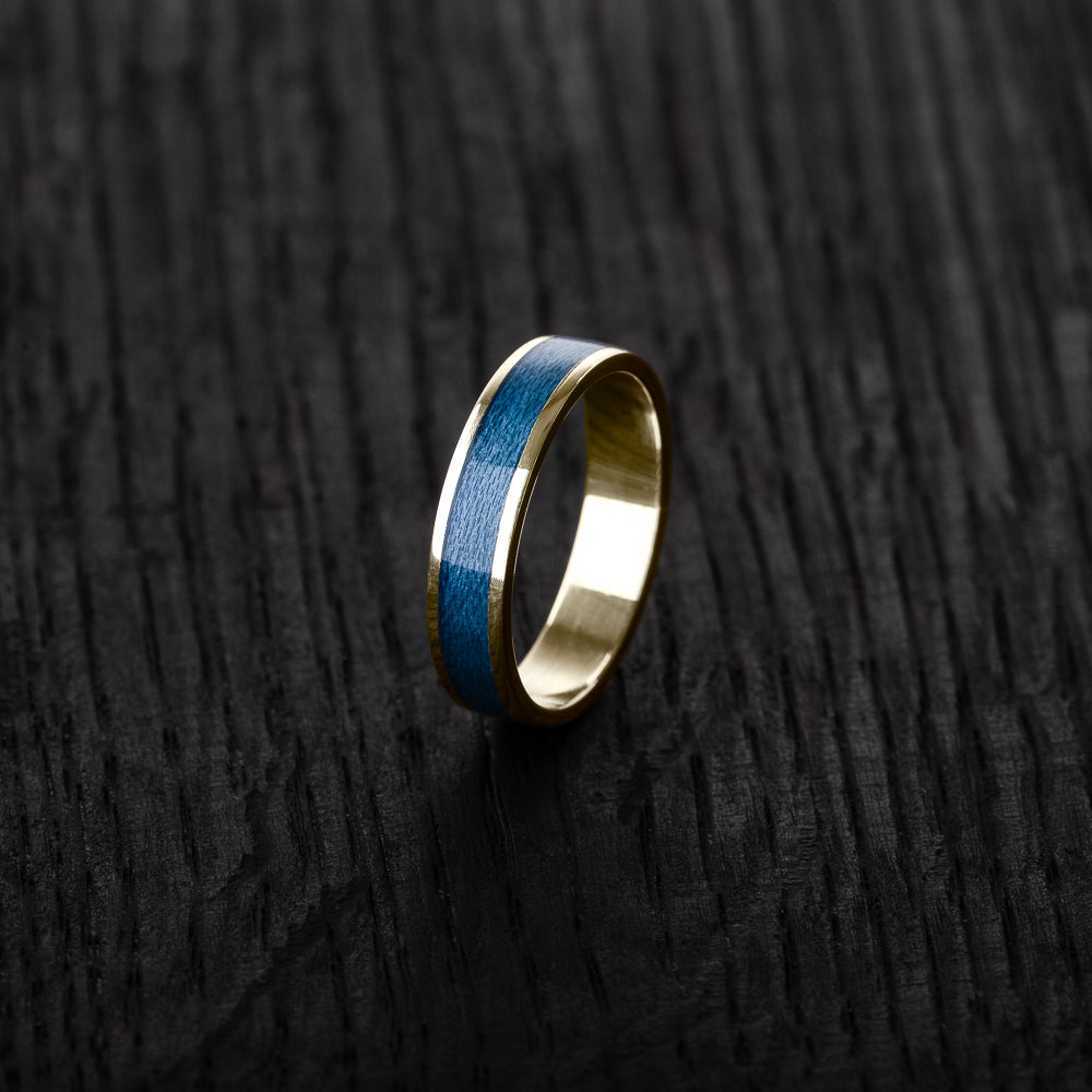 Ocean Blue 8K Gold Bentwood Ring - BoardThing