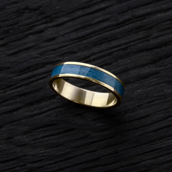 Ocean Blue 8K Gold Bentwood Ring - BoardThing