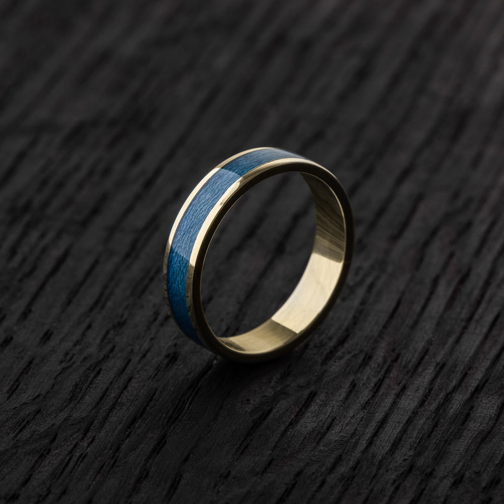 Ocean Blue 8K Gold Bentwood Ring - BoardThing