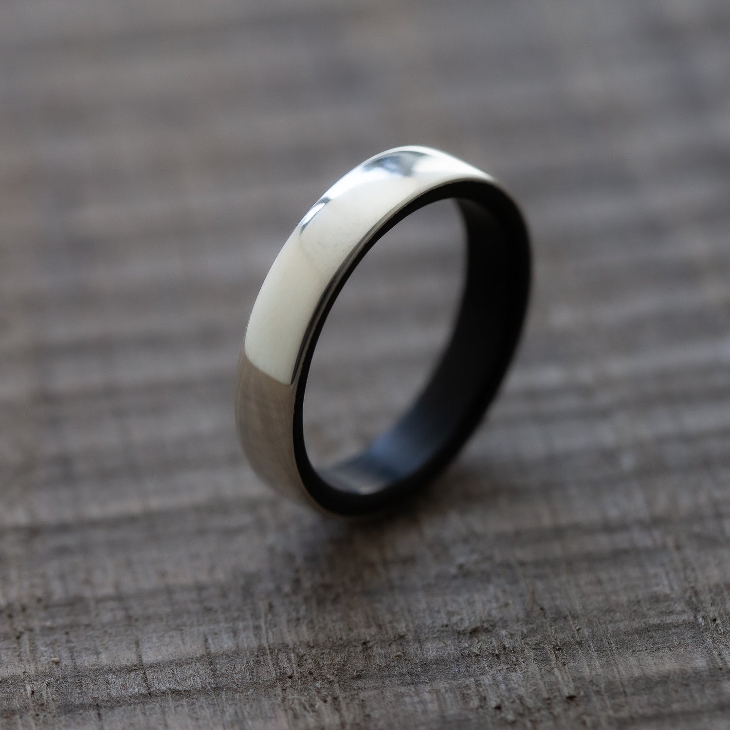 Black Carbon Ring Silver Outside - BoardThing