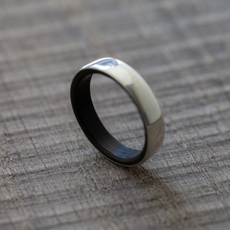 Black Carbon Ring Silver Outside - BoardThing