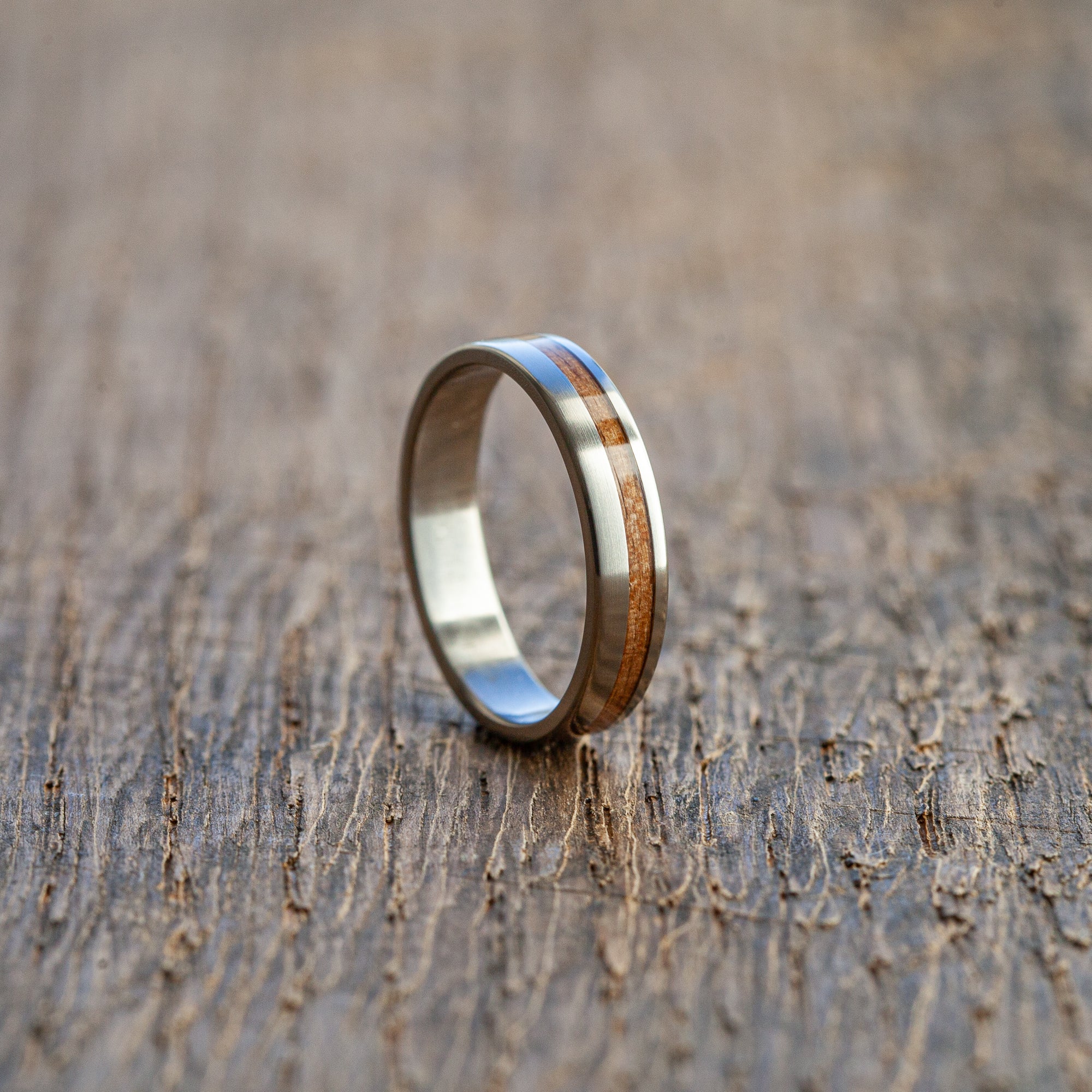 Titanium wooden stripe ring - BoardThing