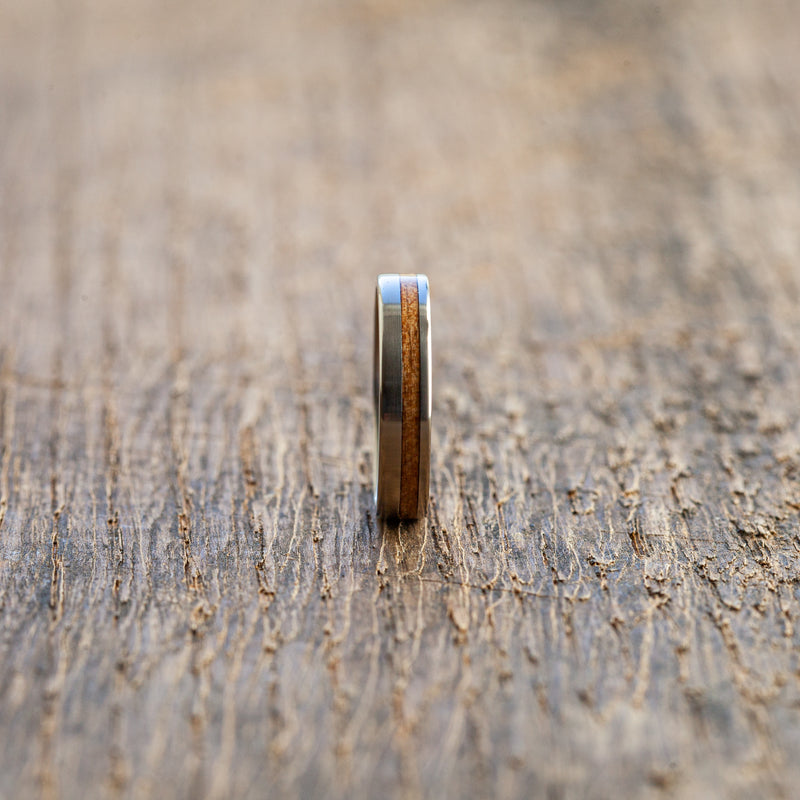 Titanium wooden stripe ring - BoardThing