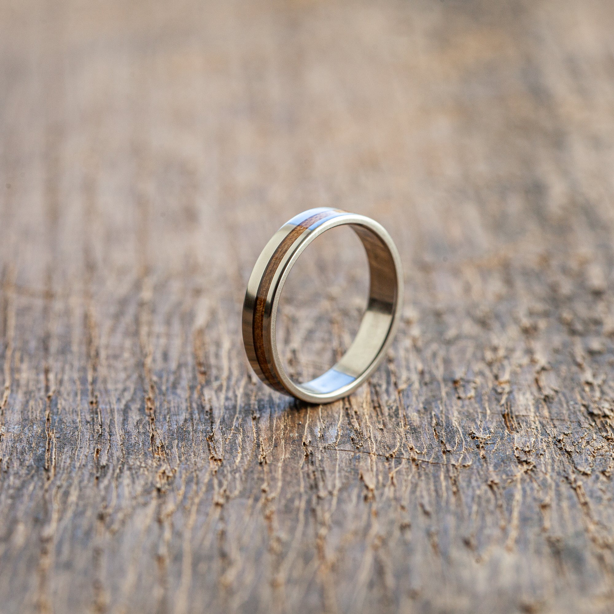 Titanium wooden stripe ring - BoardThing