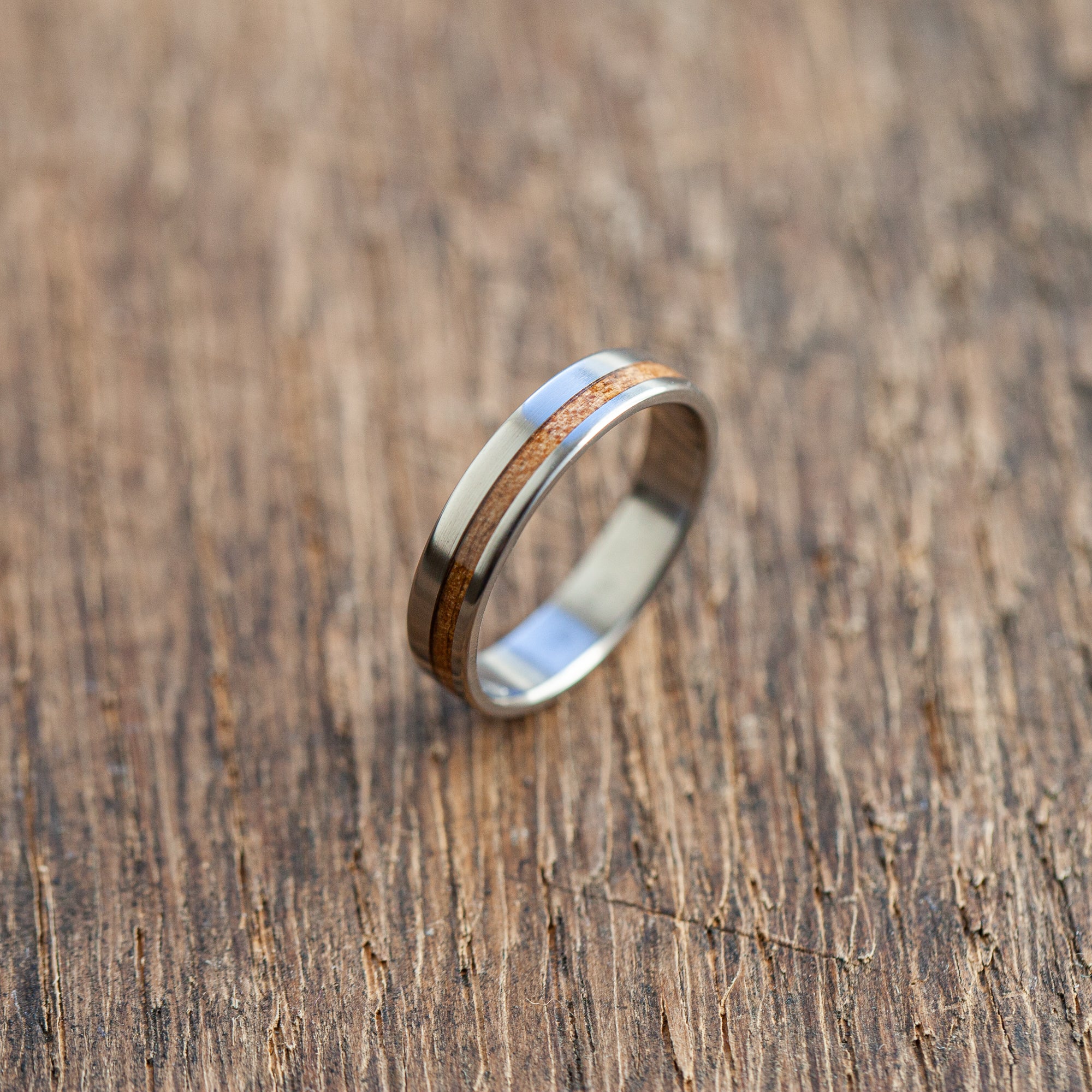 Titanium wooden stripe ring - BoardThing