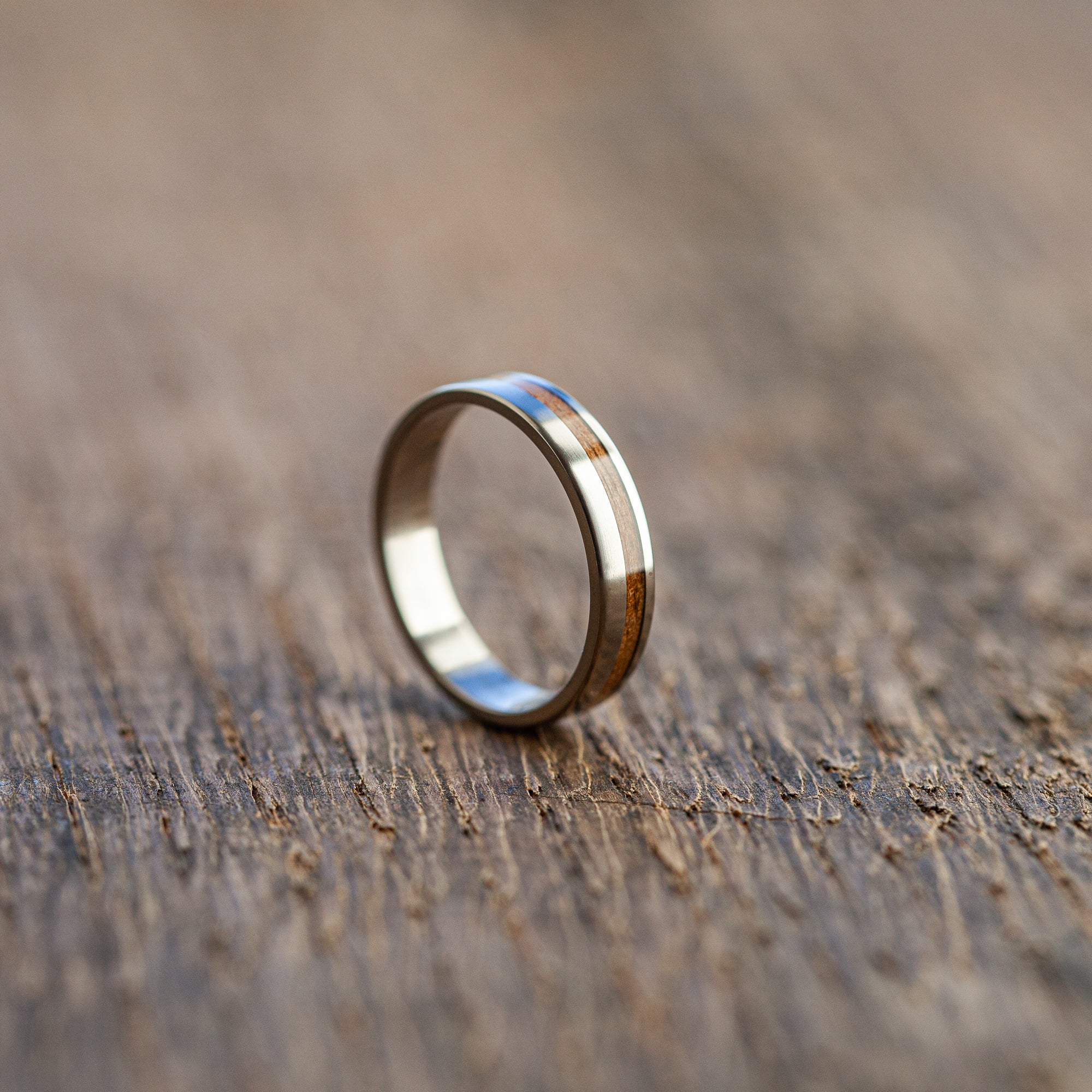 Titanium wooden stripe ring - BoardThing