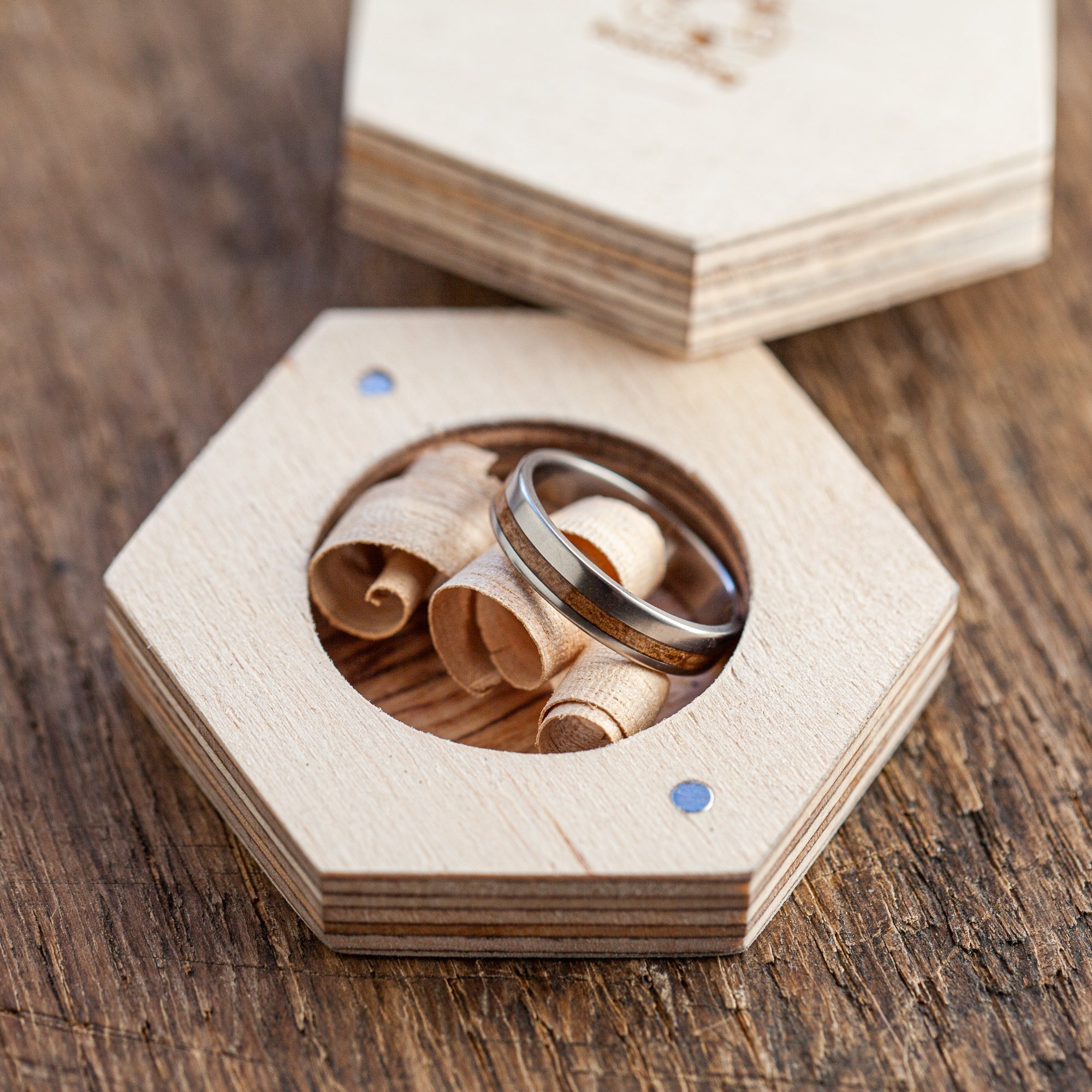 Titanium stripe wood ring - BoardThing